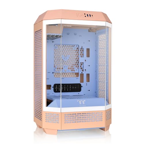 Thermaltake Tower 300 Summer Edition Peach Fuzz Micro-ATX Case; 2x140mm CT Fan Included; Supports Up to 420mm Radiator; Horizontal Display Capable; CA-1Y4-00SKWN-00; 3 Year Warranty - color: Peach Fuzz, size: Tower 300 Case, style: Tower 300