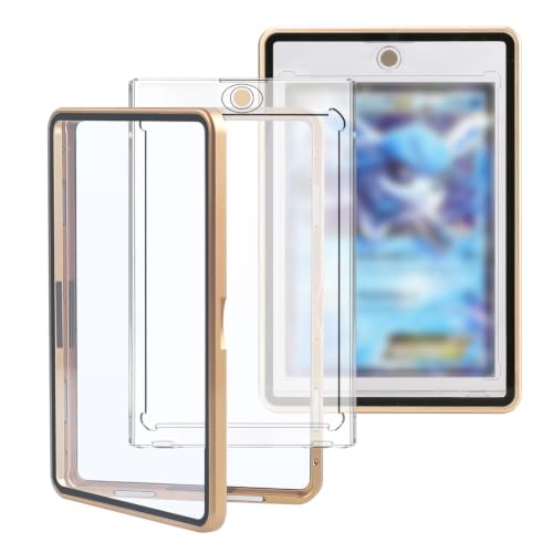 Magnetic Card Case, Premium Aluminum Alloy Protector with 9-Point Lock, Personalized Slab Bumper with One Touch Card Holder, Fits Trading Cards, Sports Cards, Game Cards, Collectible Cards (Gold) - color: Gold, style: Card Case