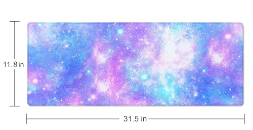 Magical Galaxy Star Desk Mat Pink and Blue Mouse Pad Large Dark Aesthetic Desk Pad Gaming Mousepad Extended XL 31.5 x 11.8 in Laptop Computer Mouse Keyboard Mat - color: Pink and Blue Magical Galaxy Star