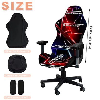 Gaming Chair Covers, 3D Printing Stretchable Soft Non-Slip Easy to Install Gamer Chair Cover with Armrest Cover(No Chair)(I) - color: I