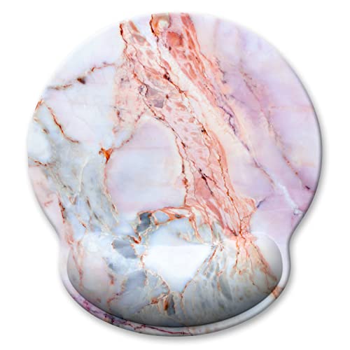 Ergonomic Mouse Pad with Wrist Support, Marble Style Memory Foam Wrist Rest Mouse Pads, Cute Computer Laptop Office Accessories Decor, Pain Relief Mousepad for Work Gaming Women Girls, Pink - color: Pink Marble