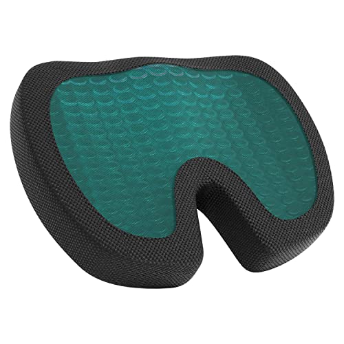 Amazon Basics Comfortable Seat Cushion for Office Chairs, Gel Enhanced Memory Foam, Non-Slip, Cooling Support for Long Sitting, Black - size: Seat Cushion, style: Gel Memory Foam