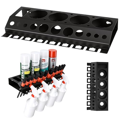 Car Cleaning Brush and Spray Bottle Storage Rack, Air Tool Holder, Car Beauty Shop Accessory Display for Auto Repair Shops Garages, Garage and Workspace (1pc-Black)