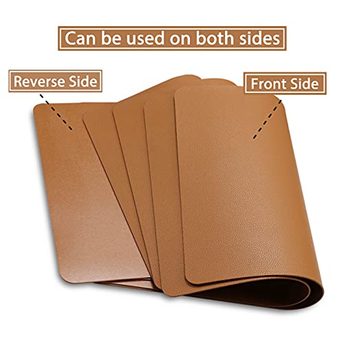 Wipeable Placemats Leather Table Mats Waterproof Heat-Resistant Easy to Clean for Dining Table Set Kitchen Table (6, Brown) - color: Brown, size: set of 6