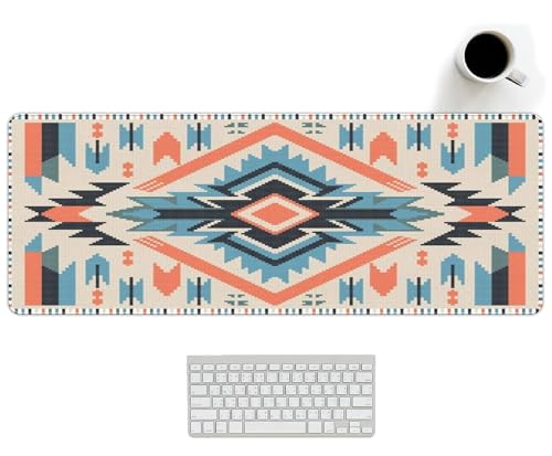Western Rug Mouse Pads Vintage Southwest Desk Mats for Computers, Retro XL Large Aztec Desk Accessories Office Decor Blue Orange Gaming Full Desks Computer Mat for Women Men 31.5x11.8 - color: Green, size: 31.5L x 11.8W inches