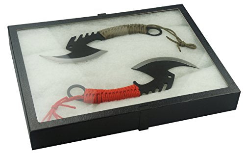 SE 16"x12"x2" Inch Glass Top Riker Display Box with Metal Clips - Deep Case for Jewelry, Gems, Stones, Coins, Stamps, Butterflies - Secure Closure, Polyester Filled - size: 16” x 12” x 2"
