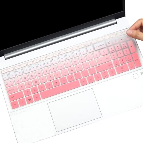 Keyboard Cover for 15.6 17.3 HP Laptop 17-cn 17-cp 15-fc 15-fd 15-eg 15-eh 15-er Series 15-fc0025dx fc0093dx 15-fd0023dx 15-fd0005dx 15t-fd100 15z-fc000 15t-eg300 17t-cn300/cn400 17-cn4033cl 17z-cp200 - color: GradientPink(Regular Letters)