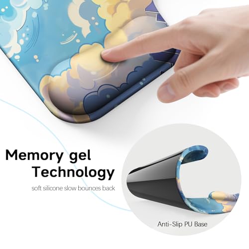 Ergonomic Mouse Pad with Gel Wrist Rest (1"& 1.2" Dual Height) - Mouse Pads Compact Mousepad Desk Mat Office, Gaming & Carpal Tunnel Relief | Non-Slip Rubber Base Blue Nebula - color: Blue Nebula