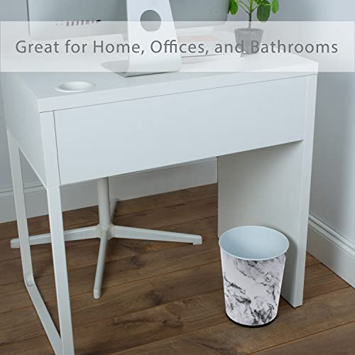 Bath Bliss 5 Liter Small Wastebasket | Round Open Top | Trash Can | Bathroom | Bedroom | Kitchen | Office | Dorm | Disposal Waste Bin | Garbage | Marble - color: Marble, size: 1 Pack