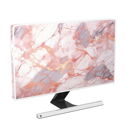 Waterproof Weatherproof Television Cover 32 Inch Anti-Static Dustproof Protective Full Body Cover for TV Screen Sleeve Compatible with Television LED LCD OLED TVs，Pink Marble - color: Pink, size: 32 Inch
