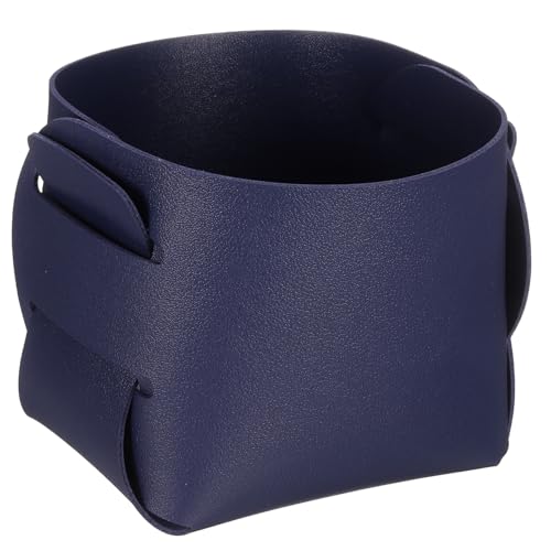 uxcell Valet Tray Organizer, PU Leather Desktop Storage Organizer Box Tray Entryway Table Bedside Nightstand Catchall Vanity Tray for Jewelry Key Coin Watch Wallet (Dark Blue) - color: Dark Blue