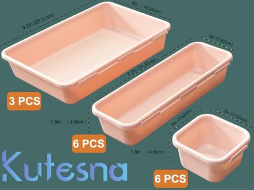 Kutesna 15 PCS Interlocking Desk Drawer Organizer Separator for Office,Bathroom,Kitchen,Makeup（Pink） - color: Pink, size: 15 pieces