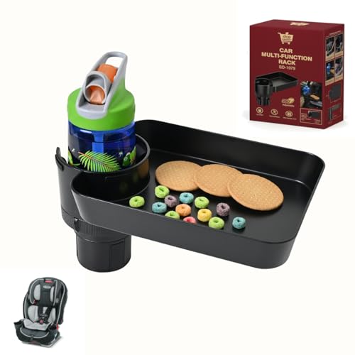 Car Seat Tray, Adjustable Base and Silicone-Supported Anti-Shake Cup Holder, Car Seat Tray for Kids Travel, Car Seat Snack Tray, Car Tray for Toddler, Family Road Trip Essentials for Kids