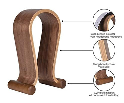 SAMDI Wood Headphone Stand, Headphone Holder Wood Headset Stand Compatible for Sony, Bose, Shure, Jabra, JBL, AKG Gaming Headphones Display et. (Walnut) - color: Walnut