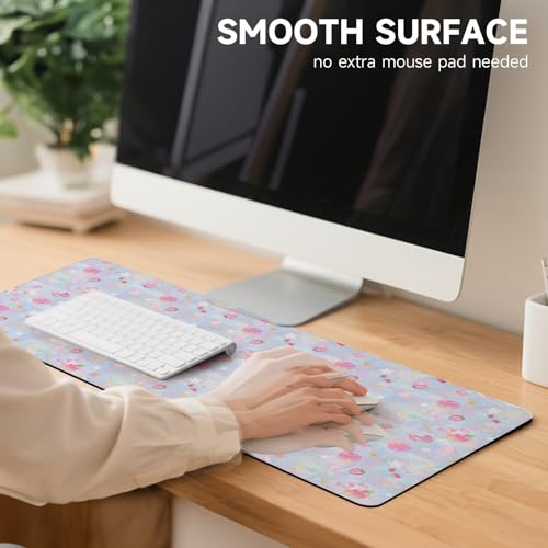 AUPET PU Leather Desk Pad Protector Blotter, Animal 35 x 17in Large Mouse Pad,Cute Office Desk Mat,Waterproof Non-Slip Desk Writing Drawing Pad for Office Home Game (Cute Pastel Cat) - color: Cute Pastel Cat
