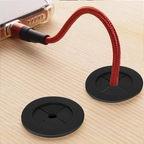 4PCS Cable Cord Grommet, 1-1/4 Inch (32mm) Black Desk Grommets Flexible Silicone Cable Cord Grommet Wire Hole Cover Pass Through Desk Grommets for Table and Other Furnitures Hole Cover