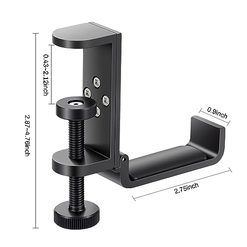 All Aluminum Foldable Headphone Holder for Desk, Headset Stand for Desk,Backpack Holder Hook for Desk,Table Bag Hook,Under Desk Clamp Hook for Gaming PC Accessories,Black - color: Black