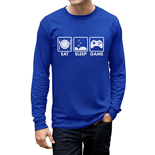 Tstars Eat Sleep Game Hoodie for Men and Teens Funny Gamer Pullover Cool Gaming Apparel Hoodies Boys - color: Game Shirt / Blue, size: Small
