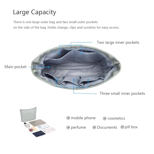 YONEBN waterproof Storage Bag Lightweight Large Capacity nylon Bag Inner Bag Handbag Organizer - color: Nylon/Grey