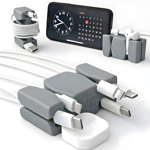 CordBrick 6PK Silicone & Steel Weighted Nightstand Cord Holders. Travel Phone Charger Organizers. Useful iPhone Accessories. Small Gifts for Men, College Students. Tech Gadgets for Teens. Gray - color: (B) Gray, size: 6 Pack