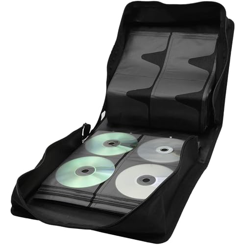 Bright Creations Juvale DVD Storage Binder Case - 400-Disc Capacity, Black Faux Leather & Nylon - Disc Binder & CD Holder, DVD Case Organizer & Movie Storage