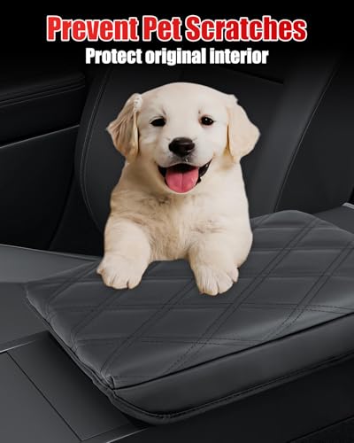 Center Console Cover for 2025 2026 Tesla Model Y Juniper, Soft PU Leather Armrest Cushion for Tesla Model 3 Highland,Elbow Support Car Interior Accessories（Black）