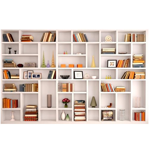 CGXINS White Bookshelf Office Backdrop Photo Backdrop 7x5ft Video Conference Zoom Backdrop Home Office Decoration Banner Polyester Company Video Conference Background - size: 7x5 FT