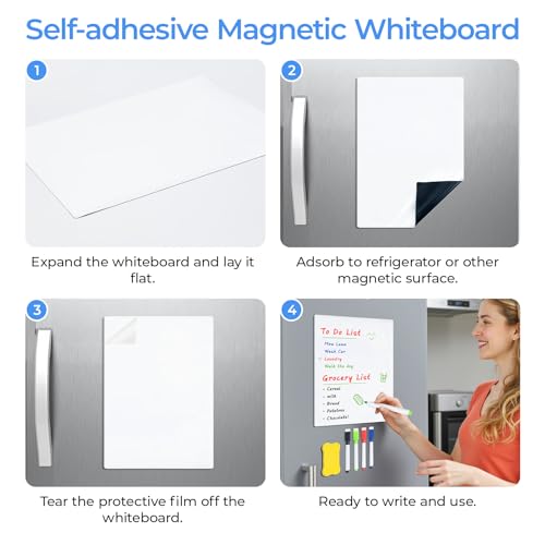 M&G Magnetic Dry Erase Board for Fridge, 12”x 8” Fridge Whiteboard for Kitchen, Small White Board Set with 4 Markers and Eraser, to Do List, Family Schedule Planning Board - size: 12"W x 18"H