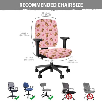 Highland Cow Office Chair Cover Dust Proof Computer Chair Seat Cover 2 Piece Dorm Computer Rotating Chair Slipcover Chair Padded Cover Anti-Slip Desk Accessories - color: Highland Cow Valentines