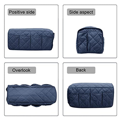 Armchair Caddy, Sofa Armrest Organizer with 14 Pockets, Waterproof Non Slip Recliner Remote Control Holder, Couch Chair Arm Storage for TV Remotes, Phone, iPad, Magazine, Books - color: Navy Blue