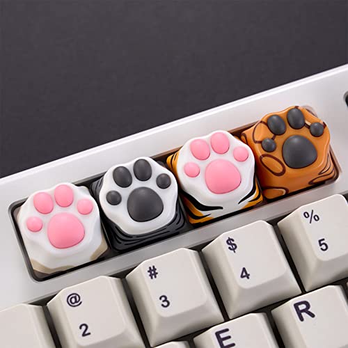 SYA ZOMOPLUS Cute Keycaps,Novelty Cat-Claws Keycap 3D Model OEM Profile Keyboard Keycaps Squishy-Paws Custom Key Caps for Cherry MX Switches Mechanical Gaming Keyboard Catpaw ESC-Key Keycap(4 Keys) - color: 4 Keys