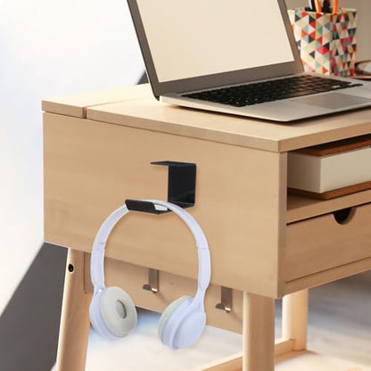 2 Pcs Headphones Hook Under-Desk Desk Headphone Hanger with Strong Adhesive Tape Gaming Headphones Stand Hanger Desk Mount for Most Headphone Women Men Gifts Black 3.54 × 1.77 × 2.36 Inches
