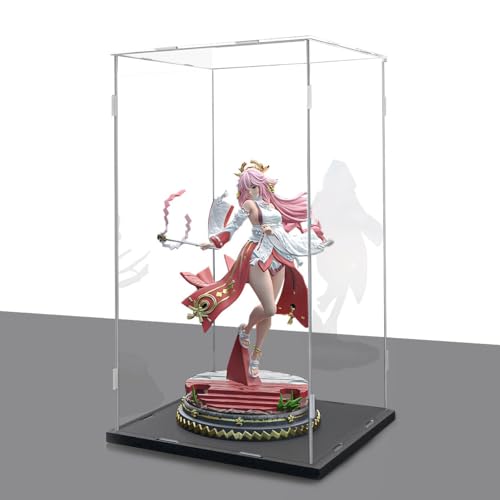 Clear Acrylic Display Case, 6*6*8inch (15*15*H20cm) | Assemble Cube Display Box, Black Base, Dustproof Protection, For Collectibles Memorabilia Figurines - size: 6 x 6 x 8 inches