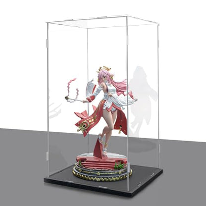 Clear Acrylic Display Case, 6*6*8inch (15*15*H20cm) | Assemble Cube Display Box, Black Base, Dustproof Protection, For Collectibles Memorabilia Figurines - size: 6 x 6 x 8 inches