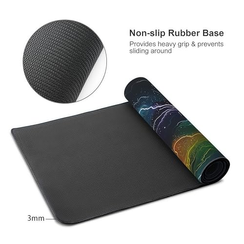 Neon Lightning Gaming Mouse Pad, Large Extended Desk Mat, 35.4 x 15.7 Inches, Non-Slip Rubber Base, HD Printed Design, for PC Gaming, Esports, Home Office - color: lightning