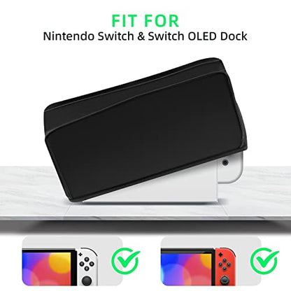 Mcbazel Dust Cover for Switch/Switch OLED Dock, Oxford Cloth, Anti Scratch | Waterproof, Precision Cut Cable Port, Fits Switch & Switch OLED With JoyCon, NOT Compatible With Nintendo Switch 2, Black