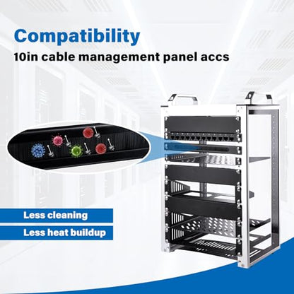 GeeekPi 0.5U Brush Cable Manager Rack Mount Cable Management Panel with Brush Strip for Cable Entry for DeskPi RackMate T1/T0/T2/T0 Plus/T1 Plus/TL1 and 10 inch Server Rack or Network Cabinet