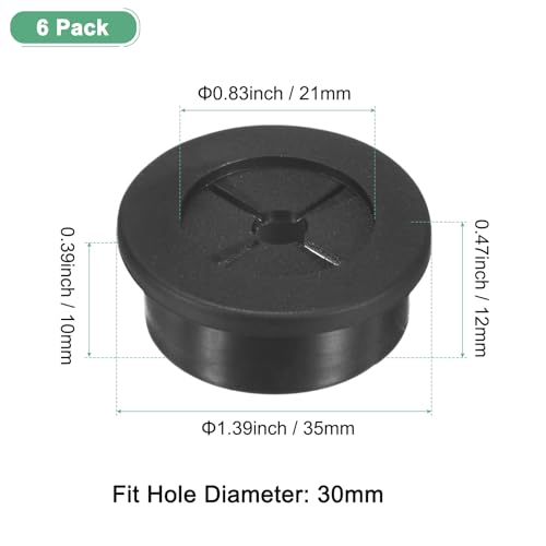 M METERXITY 6-Pack Rubber Grommets for Wiring 30mm Desk Grommet Double-Sided Flexible Cable Cord Grommet Desk Hole Cover for Cables/Wires Through Protection Cable Grommet [Black] - size: 30 mm