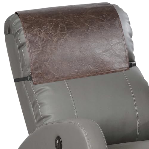 Recliner Headrest Protector,Non Slip Waterproof Headrest Cover,Leather Recliner Headrest Cover for Sofa,Furniture,Living Room,Office Chair 17x27 in(Chocolate Brown) - color: Chocolate Brown, size: Elastic