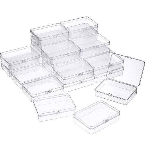 SATINIOR 24 Packs Small Clear Plastic Beads Storage Containers Box with Hinged Lid for Storage of Small Items, Crafts, Jewelry, Hardware(4.45 x 3.3 x 1.18 Inches) - size: 4.45 x 3.3 x 1.18 in