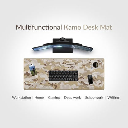Das Keyboard Large Gaming Mouse Pad Desk Mat with Stitched Edge - Non Slip Base - Waterproof - Premium Cloth Mousepad for Home Work Gaming - Desert Camo - color: Desert Camo