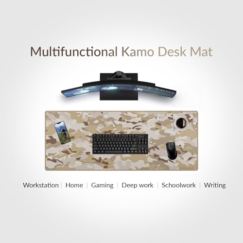 Das Keyboard Large Gaming Mouse Pad Desk Mat with Stitched Edge - Non Slip Base - Waterproof - Premium Cloth Mousepad for Home Work Gaming - Desert Camo - color: Desert Camo