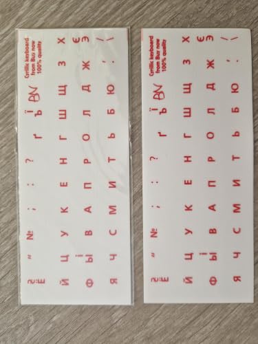 Russian Keyboard Stickers 2 Pack, Cyrillic Letter Overlay, Clear - color: red