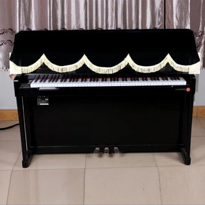 Piano Keyboard Non-Dirt Cover – Half-Covered Durable Split Curtain Design for Grand Pianos,Velvet Fabric 70x29in(Dark Green/Violet/Black)(Black) - color: Black