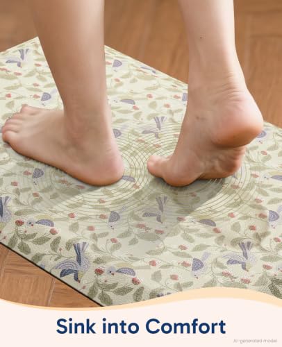 Ophanie Kitchen Mats for Floor,3/4 inch Thick,20x48 Anti Fatigue Cushioned Mat with 99+ Pairs of Anti-Slip Bottom Ridges,Kitchen Rugs,Waterproof,Comfort Ergonomic Standing Mat for Office,Home,Sink - color: Bird, size: 20"L x 48"W x 0.8"Th