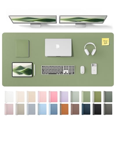 YSAGi Leather Desk Pad Protector, Office Desk Mat, Large Mouse Pad, Non-Slip PU Leather Desk Blotter, Laptop Desk Pad, Waterproof Desk Writing Pad for Office and Home (Bamboo Green,55" x 24") - color: Bamboo Green, size: 55" x 24"