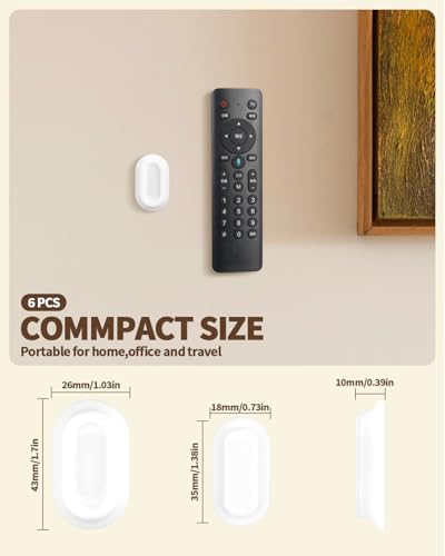 6 Pack Magnetic Remote Control Holder – Upgraded Silicone Magnetic Wall Mount for TV, Fan & Air Conditioner Remotes – Self-Adhesive, No-Drill Remote Control Holder Wall Mount - color: White