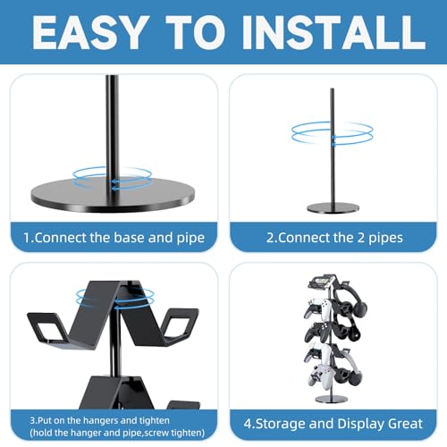 Controller Stand,5 Tier Headphone Holder | Universal Compatibility,Holds 10 Controllers or 2 Headsets + 5 Controllers,Sturdy build,Space-Saving Organizer,For Gamer