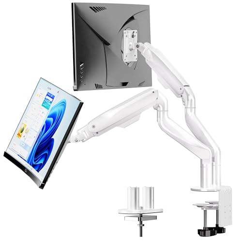 BIZUM Dual Monitor Stand for 17″-42", Heavy Duty Ultrawide Monitor Arm Dual-Monitor Mount VESA Mount with Clamp/Grommet Base, Holds 33.1lbs per Arm, White - color: White