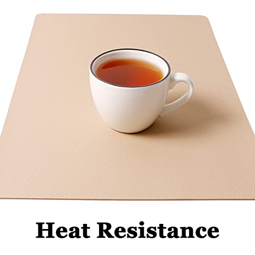 Wipeable Placemats Leather Table Mats Waterproof Heat-Resistant Easy to Clean for Dining Table Set Kitchen Table (4, Buff) - color: Buff, size: set of 4